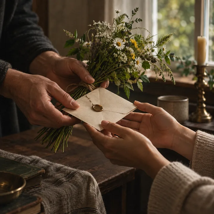 A warm scene of gratitude and connection